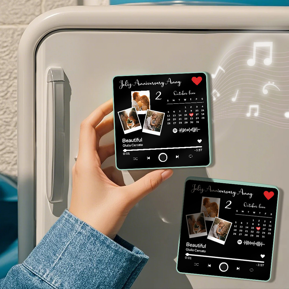 Benutzerdefinierter Multi-fotoalbum-musik-kühlschrankmagnet, Foto- Und Text-musik-kühlschrank, Personalisierter Telefon-musik-kühlschrankmagnet Pro - MyFaceSocksDE