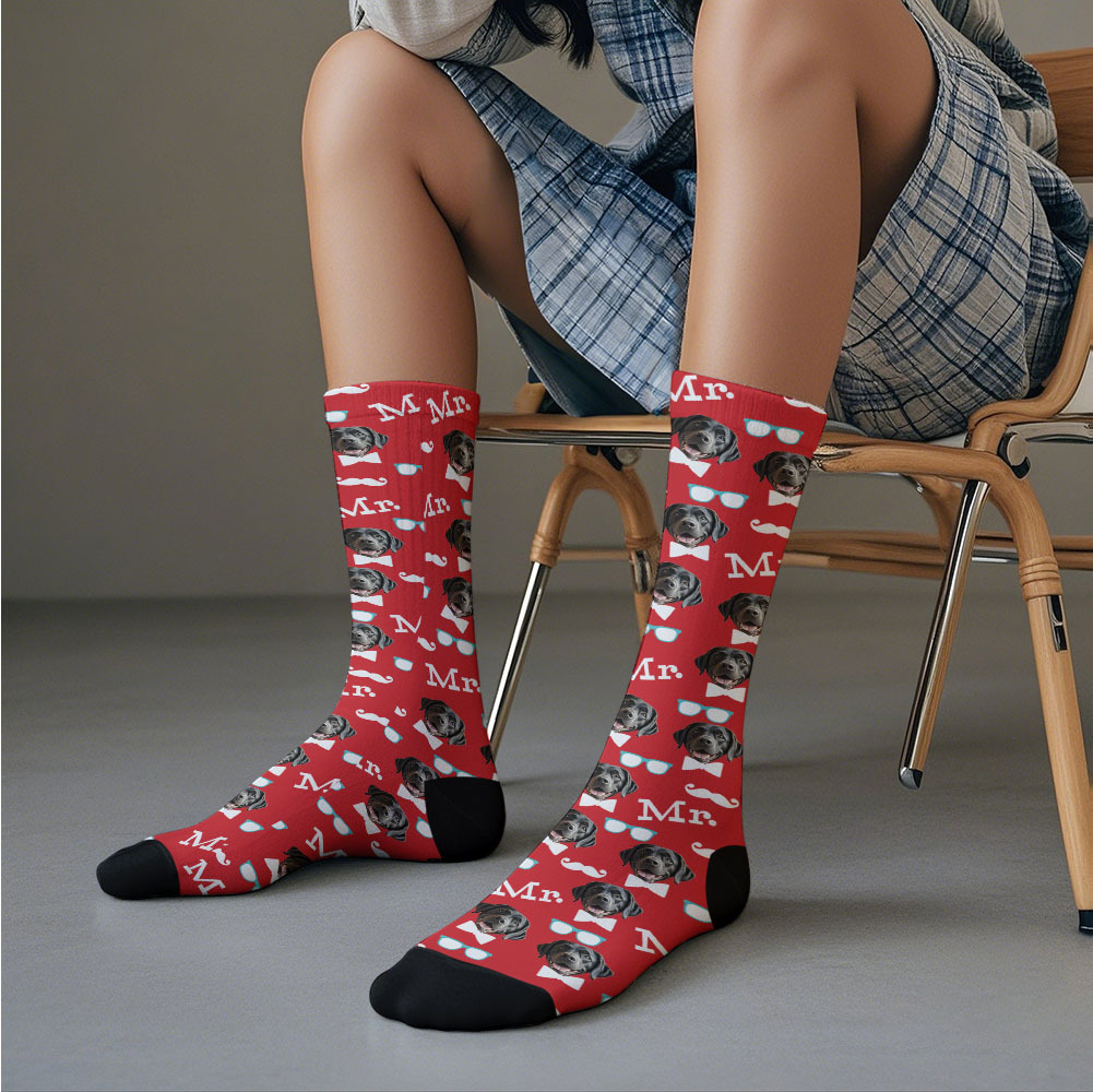 Benutzerdefinierte Vollgesichtssocken Mr. Cute Socken, Personalisiertes Foto, Individuelles Design, Beste Geschenkidee - MyFaceSocksDE
