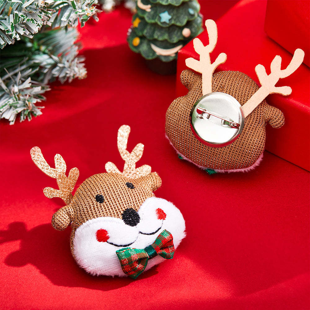 Weihnachtssocken Broschen Pins Schal Charm Schmuck Neujahrsgeschenke Red Hat Elk 2 Teile / Satz - GesichtSocken