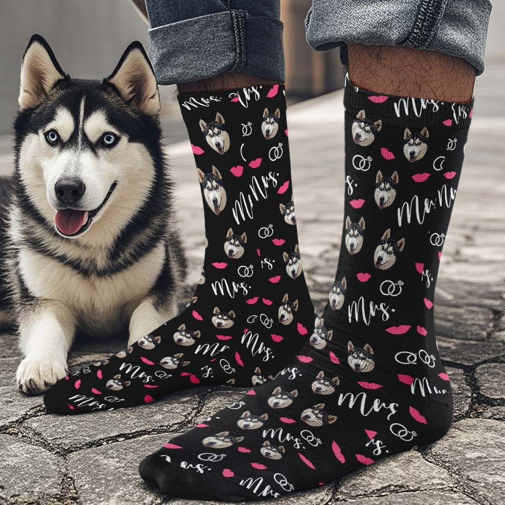 Benutzerdefinierte Vollgesichtssocken, Mrs. Cute-socken, Personalisiertes Foto, Individuelles Design, Beste Geschenkidee - MyFaceSocksDE
