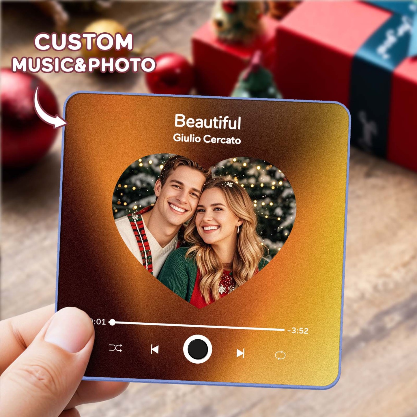 Personalisierter Fotoalbum-musik-kühlschrankmagnet, Herzfoto Und Datum, Musik-kühlschrank, Personalisierter Telefon-musik-kühlschrankmagnet Pro - MyFaceSocksDE