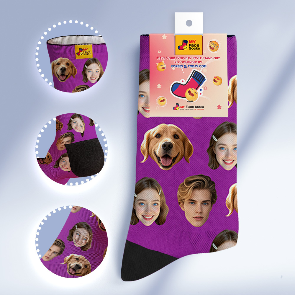 Benutzerdefinierte Gesichtssocken Personalisierte Socken Mit Gesichtern Foto Lustiges Geschenk Foto Familiensocken - MyFaceSocksDE