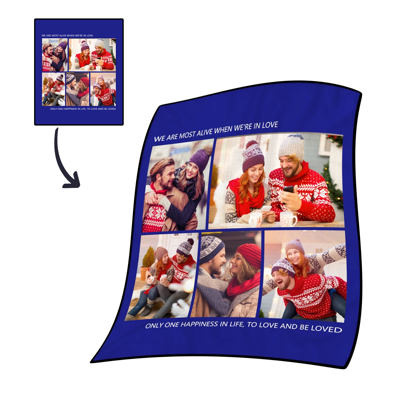 Personalisierte Decke Mit 5 Fotos Fleece Custom Blanket - GesichtSocken
