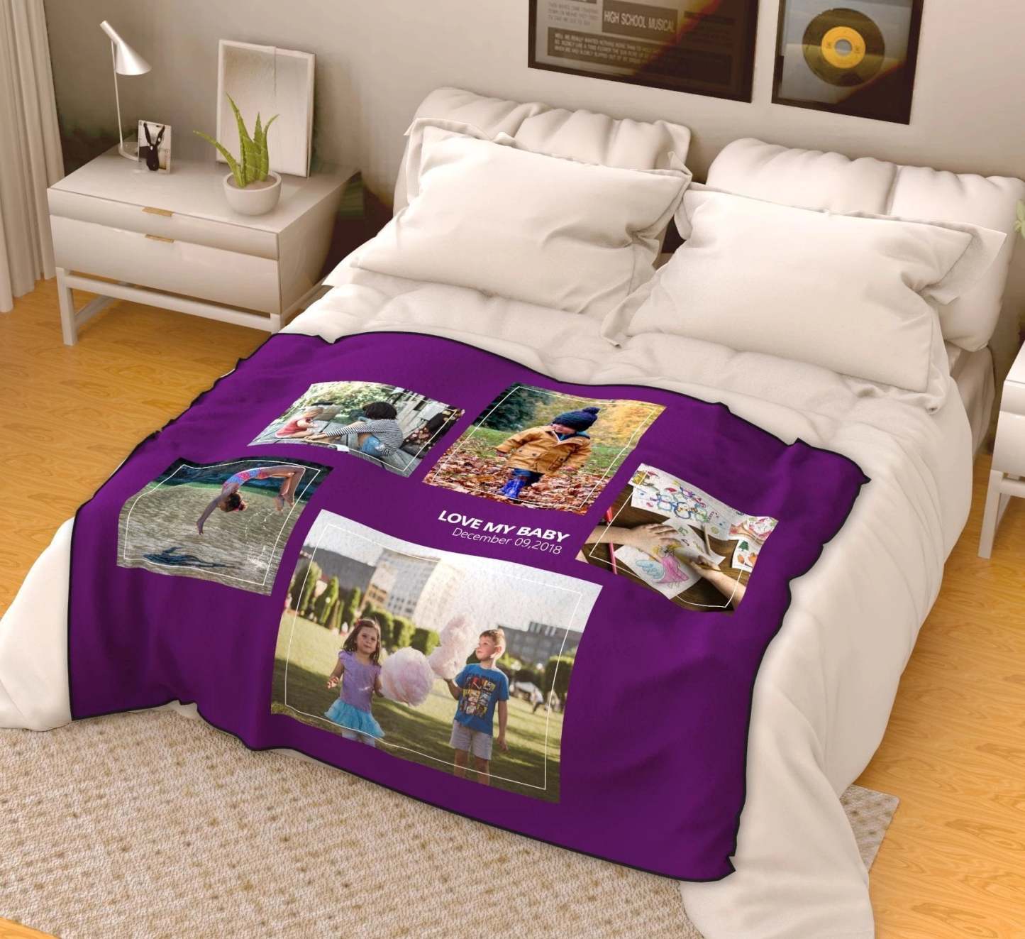 Personalisierte Kinder Mit 5 Fotos Fleece Custom Blanket - GesichtSocken