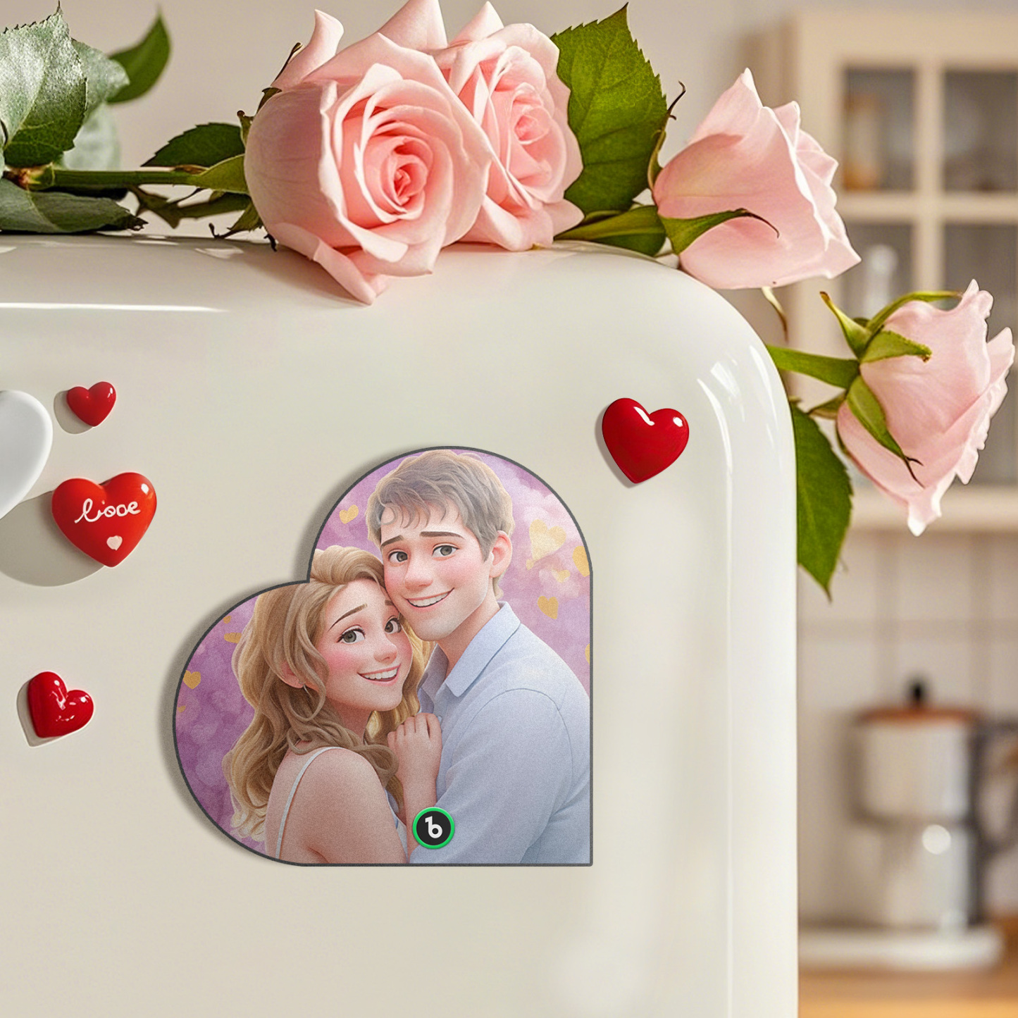 Benutzerdefinierter Musik-kühlschrankmagnet, Personalisiertes Foto, Cartoon-stil, Herzrahmen, Song-kühlschrankmagnet, Der Lieder Abspielen Kann, Jubiläumsgeschenke, Geburtstagsgeschenk Für Paare - MyFaceSocksDE