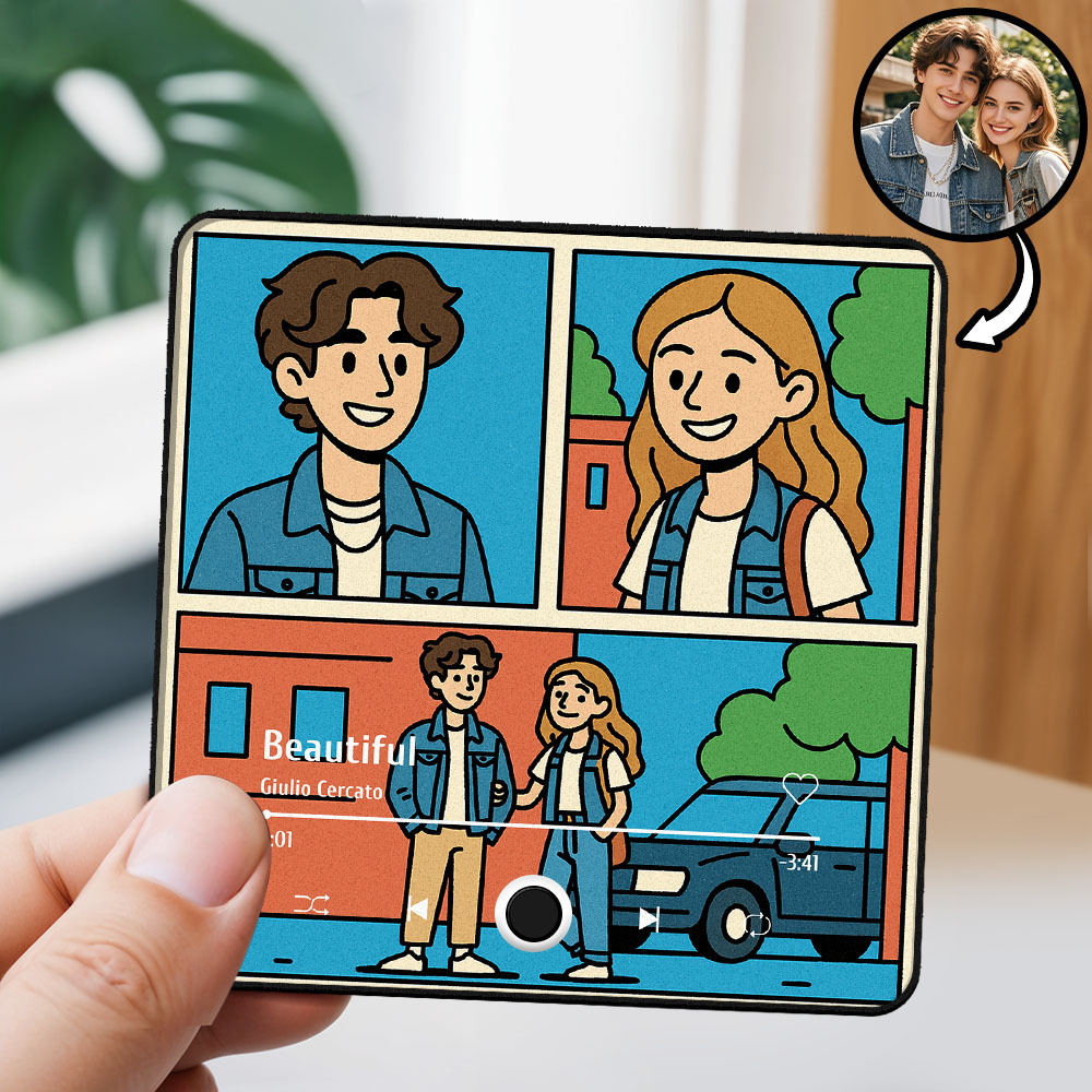 Benutzerdefinierte Musik Glas Brechung Cartoon Portrait Stil Kühlschrank Magnet Musik Kann Gespielt Werden Ohne Handy Musik Cartoon Poster Kühlschrank Magnet - MyFaceSocksDE