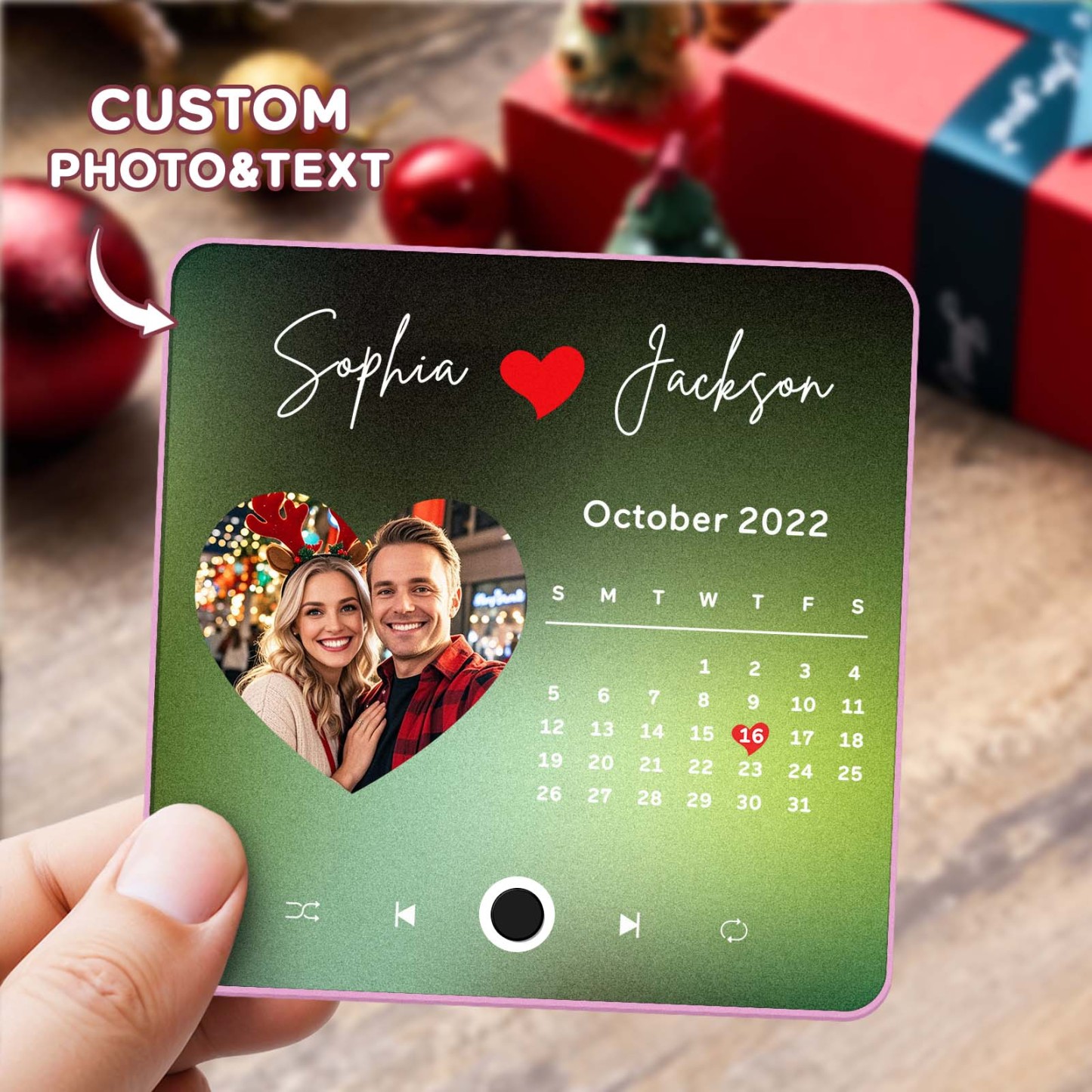 Personalisierter Fotoalbum-musik-kühlschrankmagnet, Herzfoto Und Datum, Musik-kühlschrank, Personalisierter Telefon-musik-kühlschrankmagnet Pro - MyFaceSocksDE