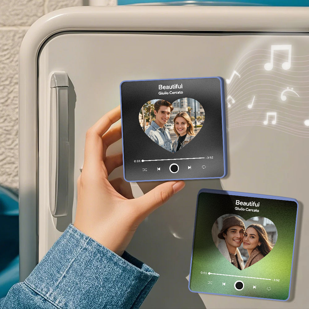 Benutzerdefinierter Multi-fotoalbum-musik-kühlschrankmagnet, Foto- Und Text-musik-kühlschrank, Personalisierter Telefon-musik-kühlschrankmagnet Pro - MyFaceSocksDE