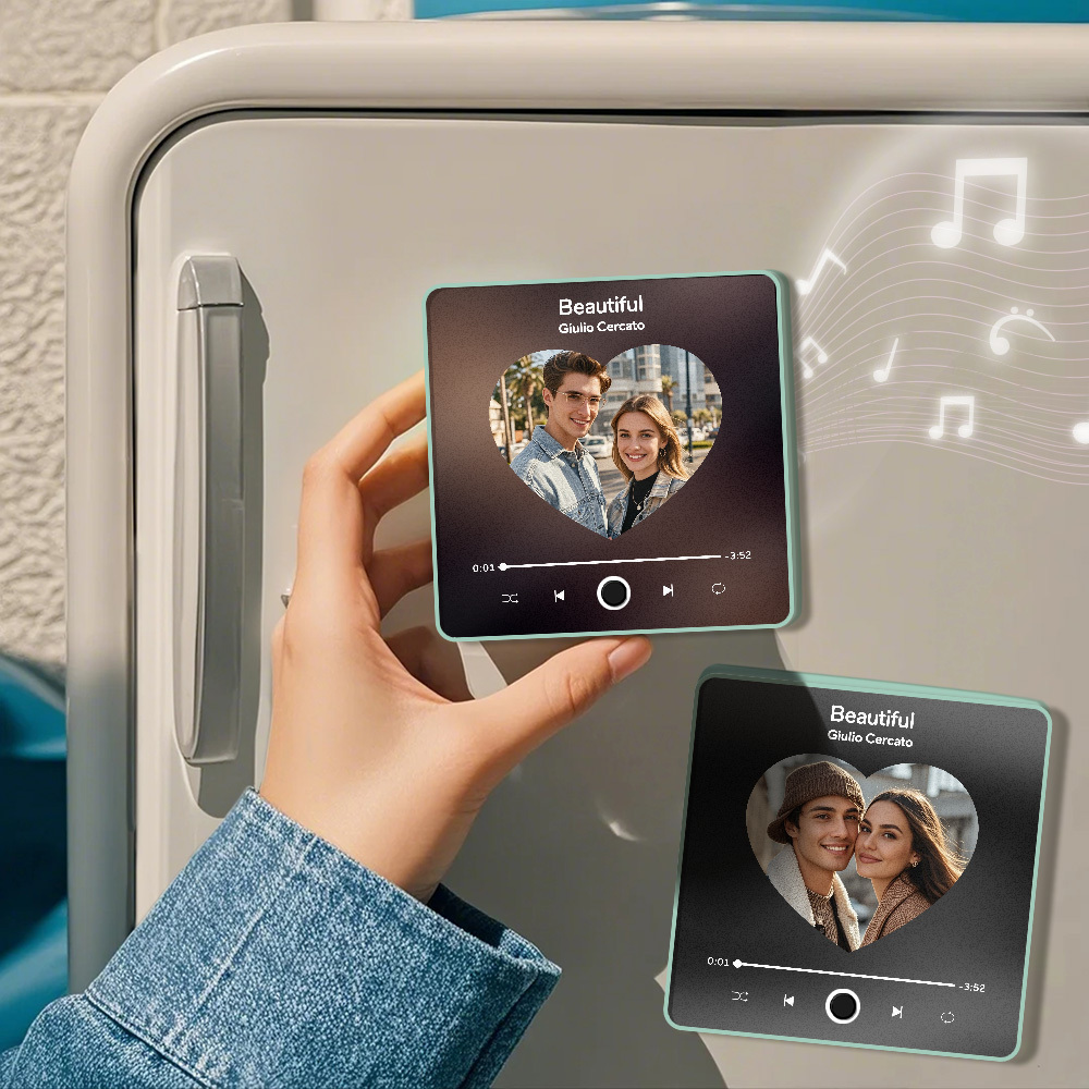 Benutzerdefinierter Multi-fotoalbum-musik-kühlschrankmagnet, Foto- Und Text-musik-kühlschrank, Personalisierter Telefon-musik-kühlschrankmagnet Pro - MyFaceSocksDE