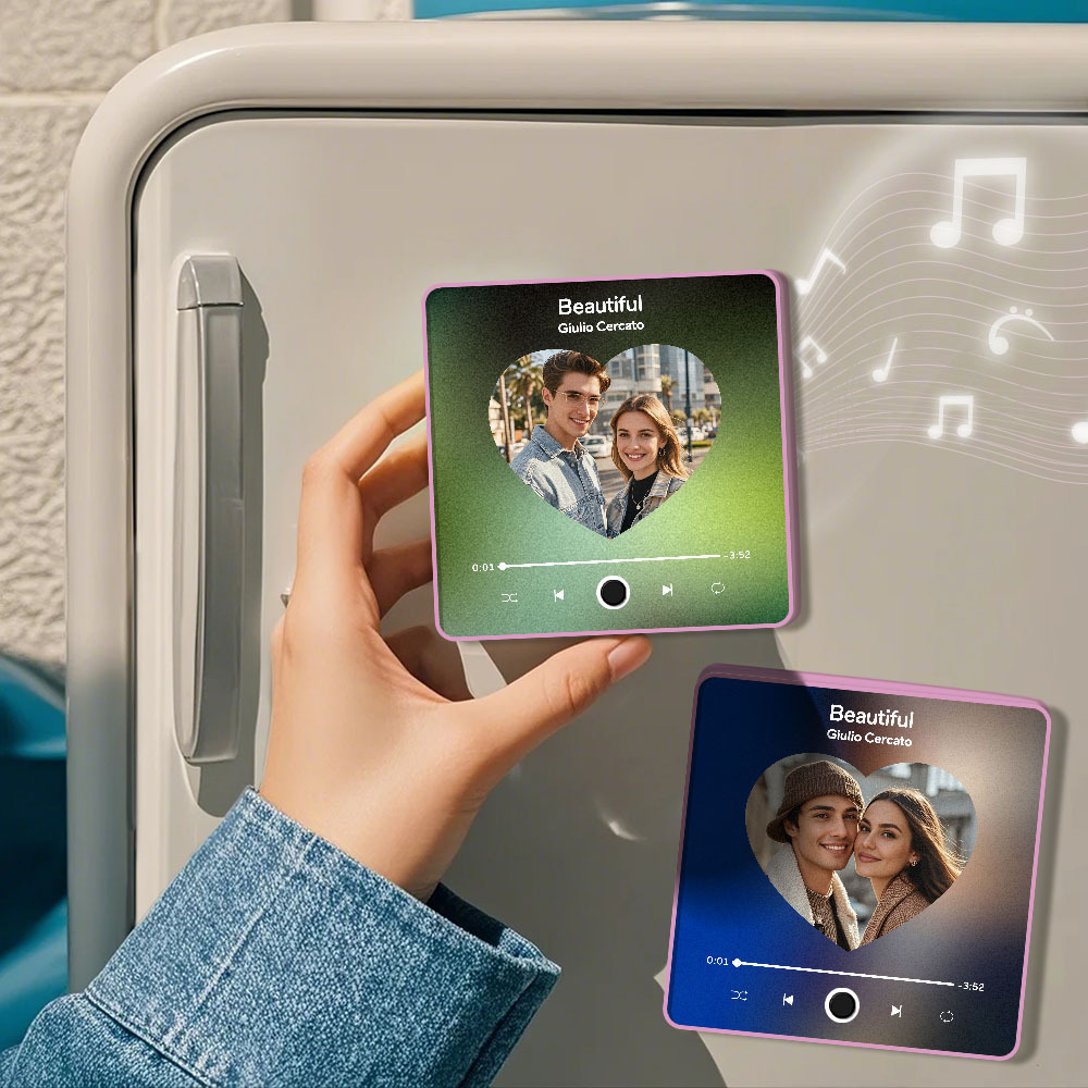 Benutzerdefinierter Multi-fotoalbum-musik-kühlschrankmagnet, Foto- Und Text-musik-kühlschrank, Personalisierter Telefon-musik-kühlschrankmagnet Pro - MyFaceSocksDE