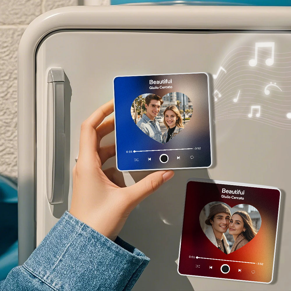 Benutzerdefinierter Multi-fotoalbum-musik-kühlschrankmagnet, Foto- Und Text-musik-kühlschrank, Personalisierter Telefon-musik-kühlschrankmagnet Pro - MyFaceSocksDE