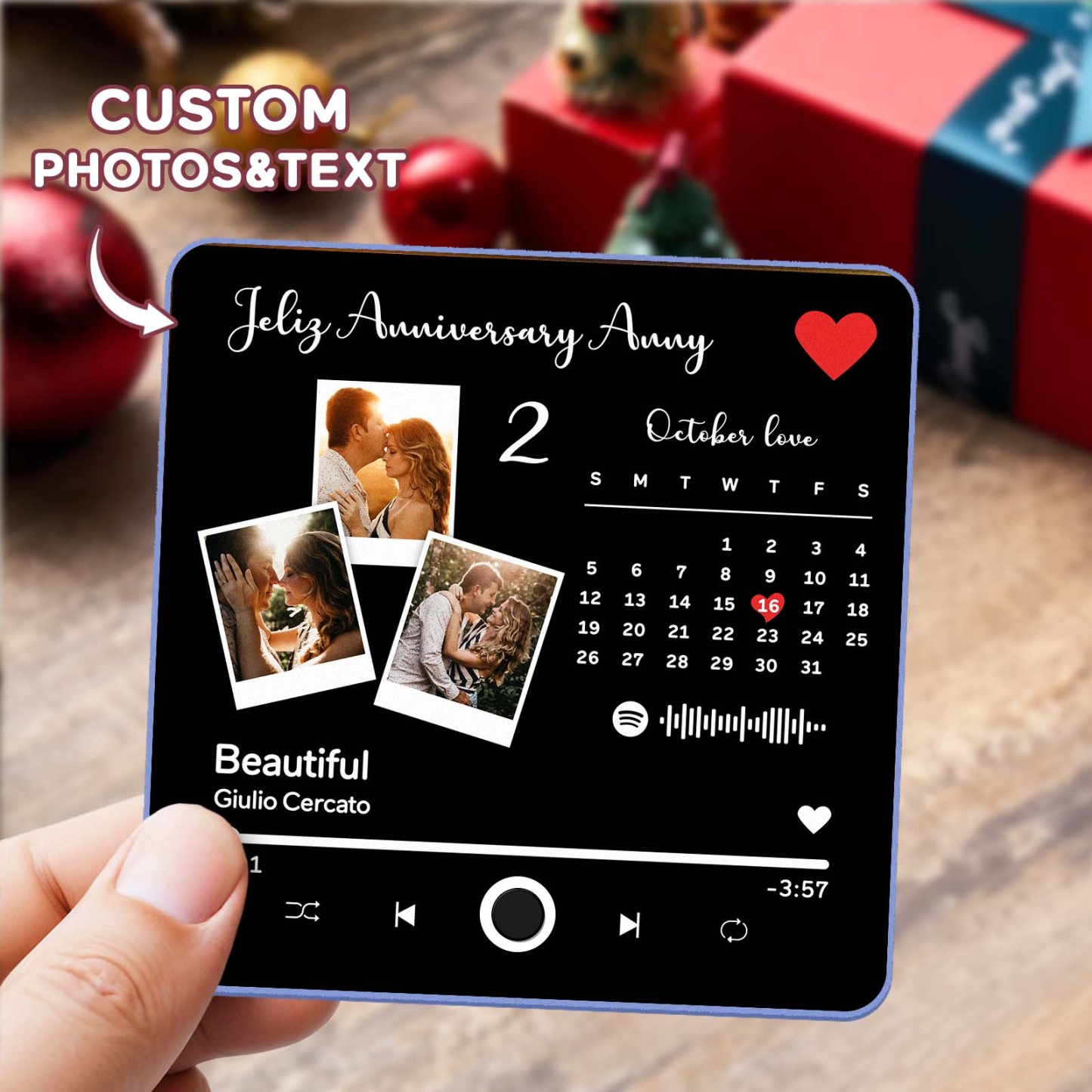 Benutzerdefinierter Multi-fotoalbum-musik-kühlschrankmagnet, Foto- Und Text-musik-kühlschrank, Personalisierter Telefon-musik-kühlschrankmagnet Pro - MyFaceSocksDE
