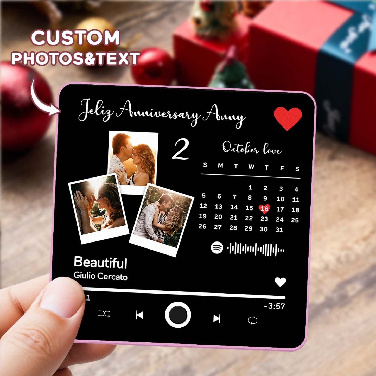 Benutzerdefinierter Multi-fotoalbum-musik-kühlschrankmagnet, Foto- Und Text-musik-kühlschrank, Personalisierter Telefon-musik-kühlschrankmagnet Pro - MyFaceSocksDE