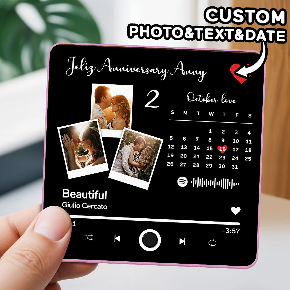 Benutzerdefinierter Multi-fotoalbum-musik-kühlschrankmagnet, Foto- Und Text-musik-kühlschrank, Personalisierter Telefon-musik-kühlschrankmagnet Pro - MyFaceSocksDE