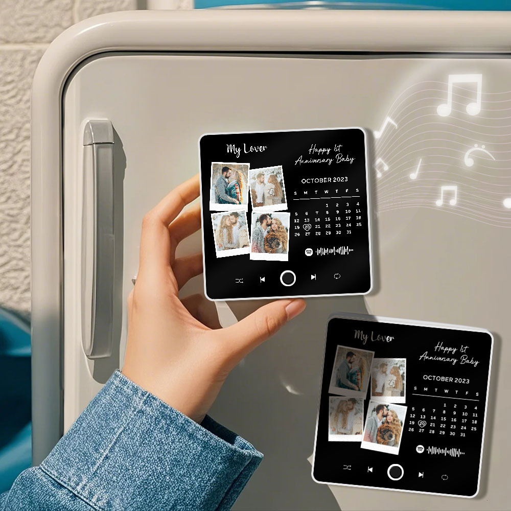 Benutzerdefinierter Multi-fotoalbum-musik-kühlschrankmagnet, Foto- Und Text-musik-kühlschrank, Personalisierter Telefon-musik-kühlschrankmagnet Pro - MyFaceSocksDE