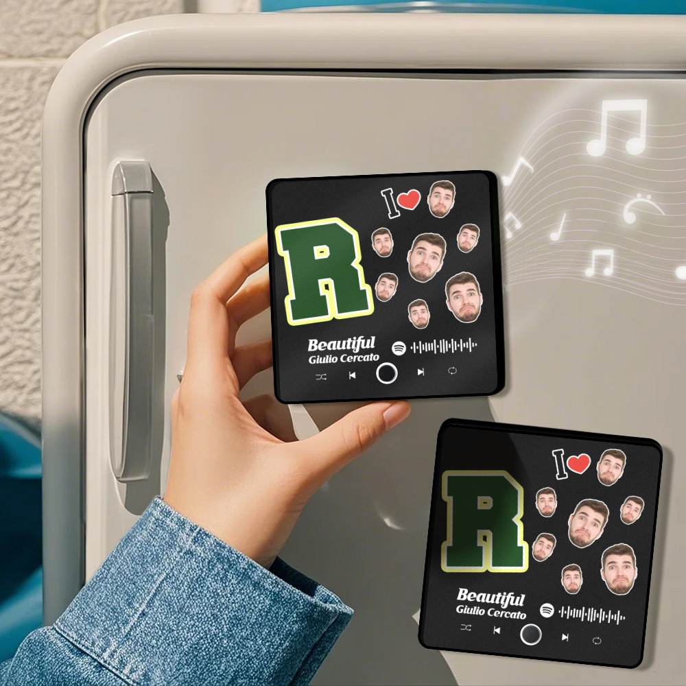 Personalisierter Fotoalbum-musik-kühlschrankmagnet, Foto-musik-kühlschrank, Personalisierter Telefon-musik-kühlschrankmagnet, Pro, Den Ich Liebe - MyFaceSocksDE