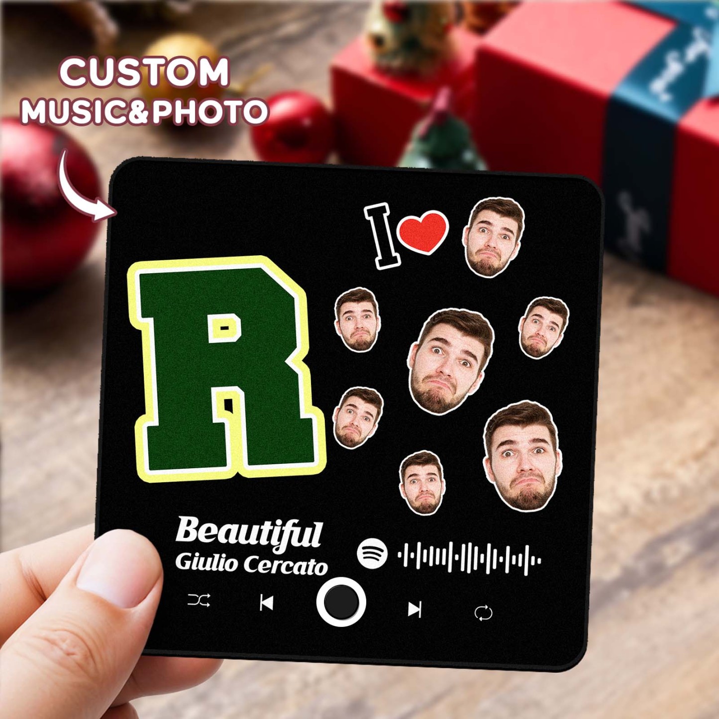 Personalisierter Fotoalbum-musik-kühlschrankmagnet, Foto-musik-kühlschrank, Personalisierter Telefon-musik-kühlschrankmagnet, Pro, Den Ich Liebe - MyFaceSocksDE