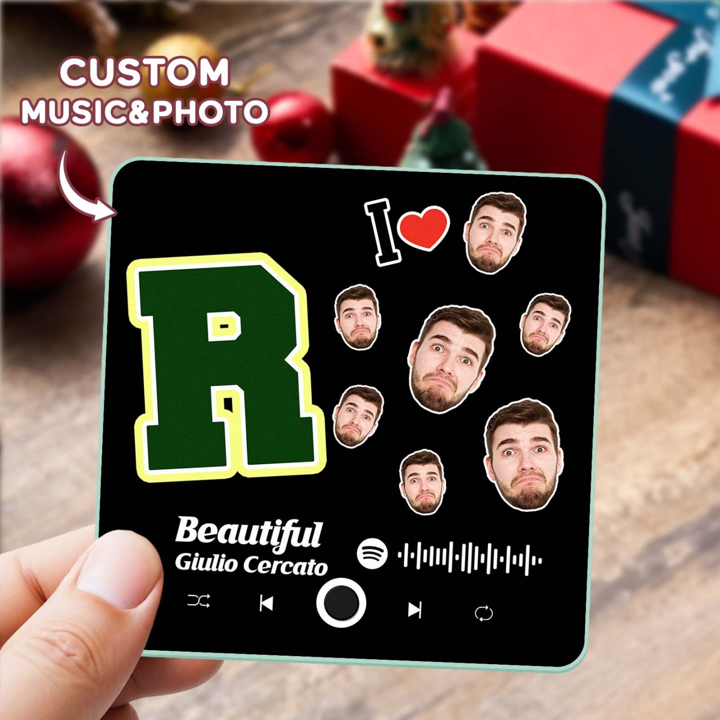 Personalisierter Fotoalbum-musik-kühlschrankmagnet, Foto-musik-kühlschrank, Personalisierter Telefon-musik-kühlschrankmagnet, Pro, Den Ich Liebe - MyFaceSocksDE