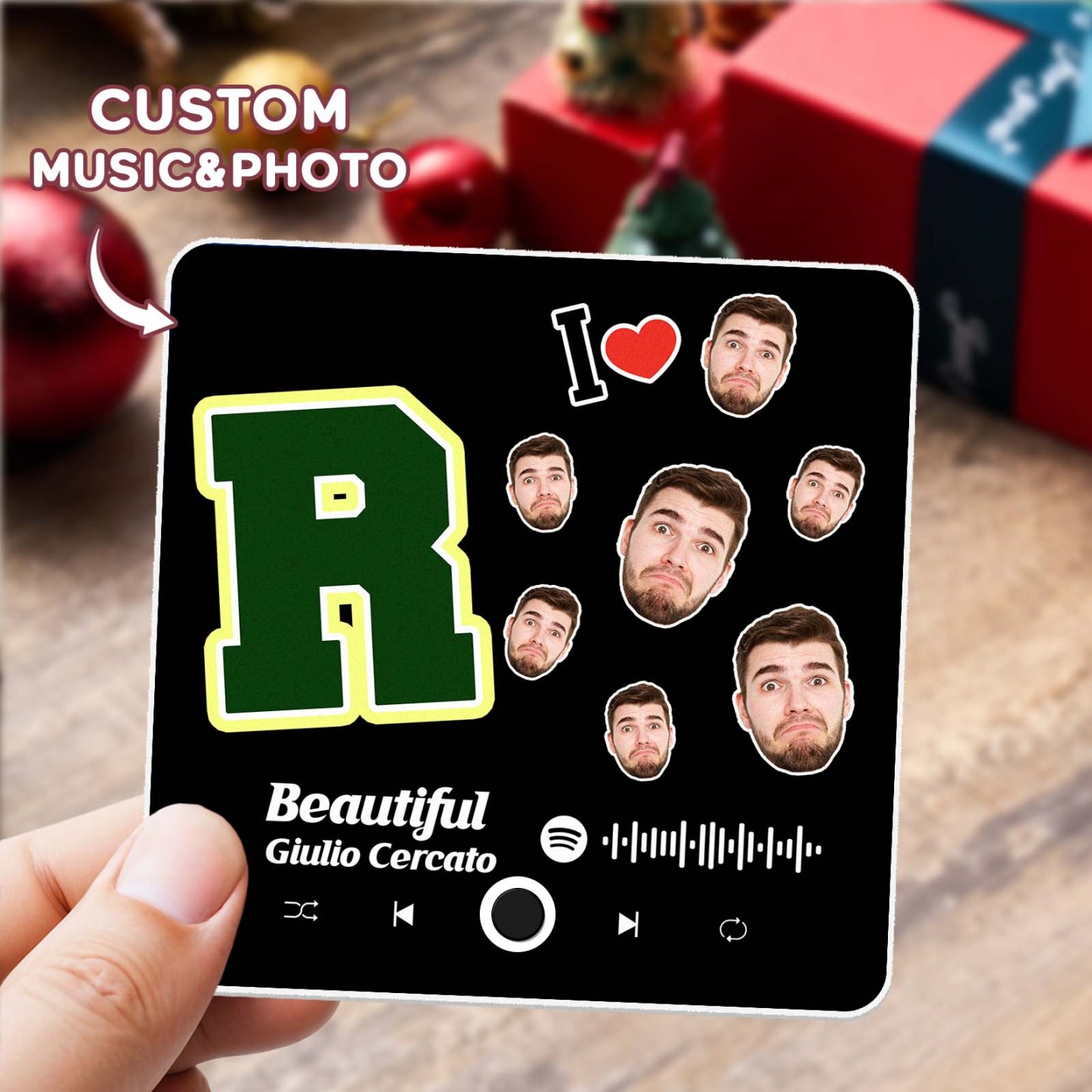 Personalisierter Fotoalbum-musik-kühlschrankmagnet, Foto-musik-kühlschrank, Personalisierter Telefon-musik-kühlschrankmagnet, Pro, Den Ich Liebe - MyFaceSocksDE