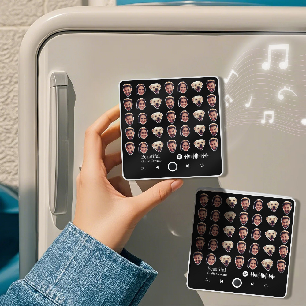 Personalisierter Fotoalbum-musik-kühlschrankmagnet, Foto-musik-kühlschrank, Personalisierter Telefon-musik-kühlschrankmagnet, Pro, Den Ich Liebe - MyFaceSocksDE