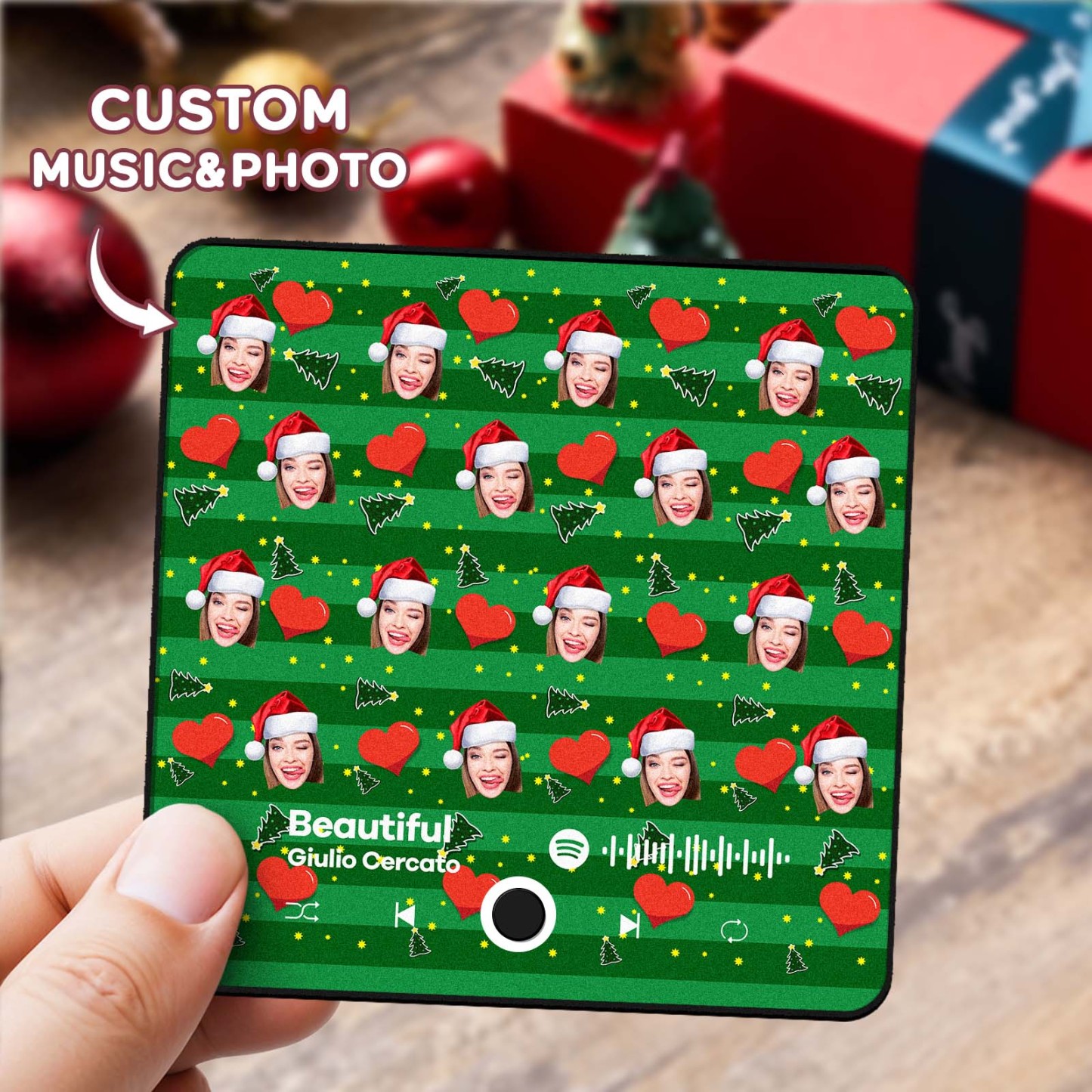Personalisierter Fotoalbum-musik-kühlschrankmagnet, Foto-musik-kühlschrank, Personalisierter Telefon-musik-kühlschrankmagnet, Pro, Den Ich Liebe - MyFaceSocksDE