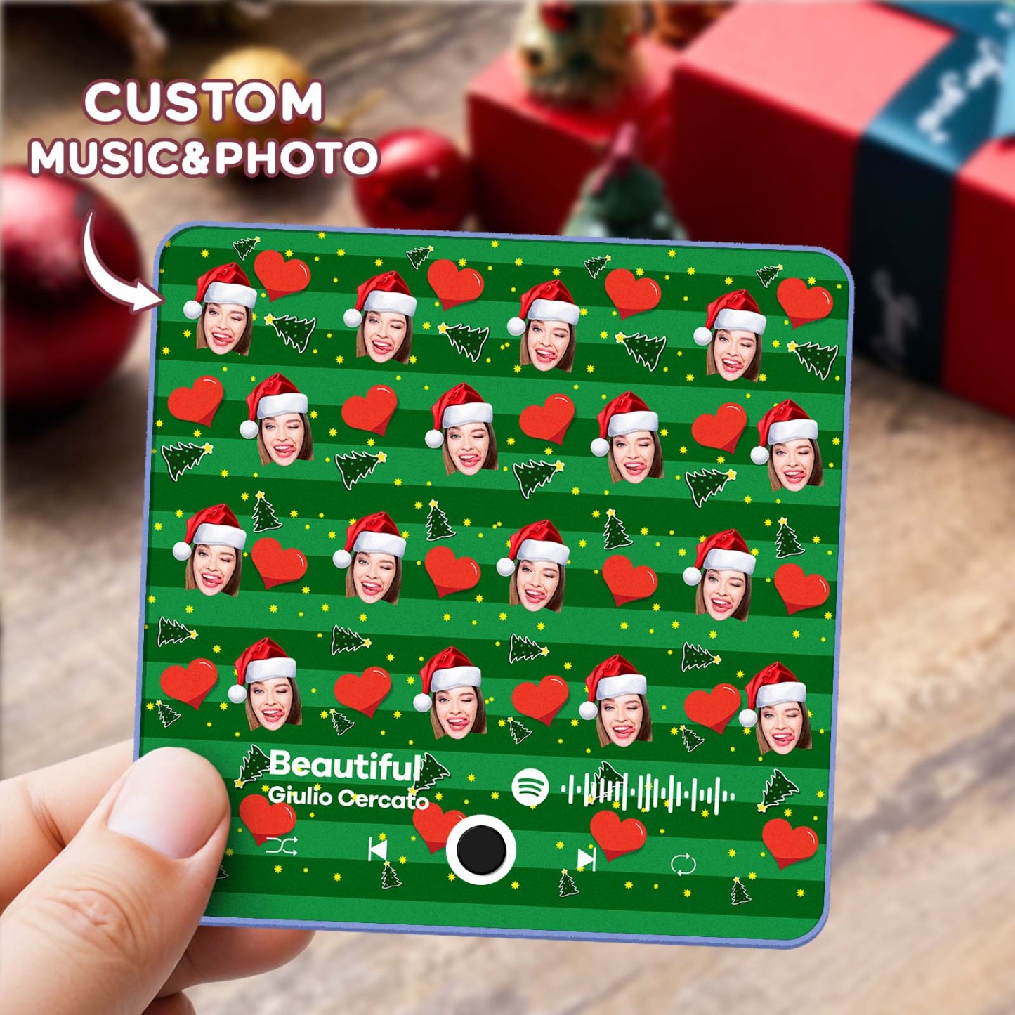 Personalisierter Fotoalbum-musik-kühlschrankmagnet, Foto-musik-kühlschrank, Personalisierter Telefon-musik-kühlschrankmagnet, Pro, Den Ich Liebe - MyFaceSocksDE