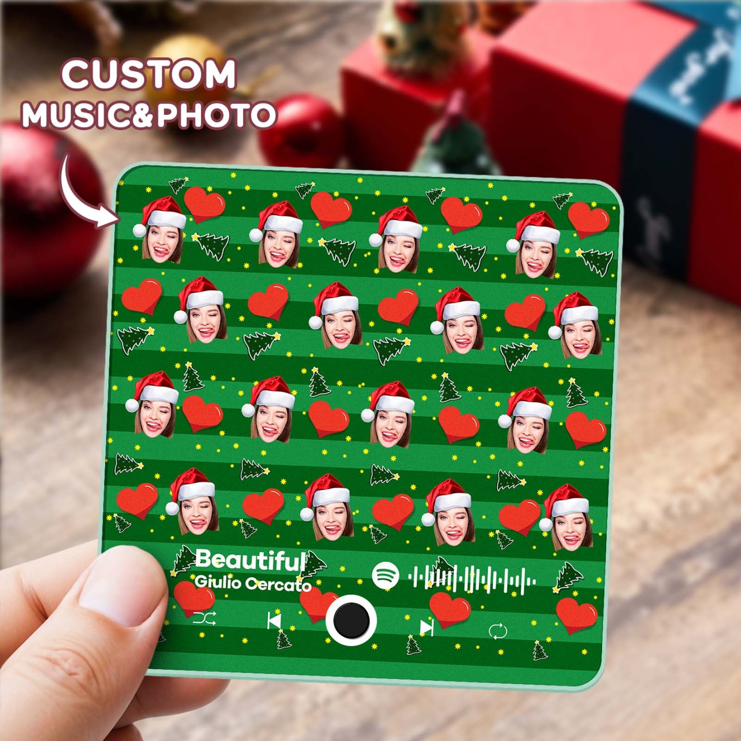 Personalisierter Fotoalbum-musik-kühlschrankmagnet, Foto-musik-kühlschrank, Personalisierter Telefon-musik-kühlschrankmagnet, Pro, Den Ich Liebe - MyFaceSocksDE
