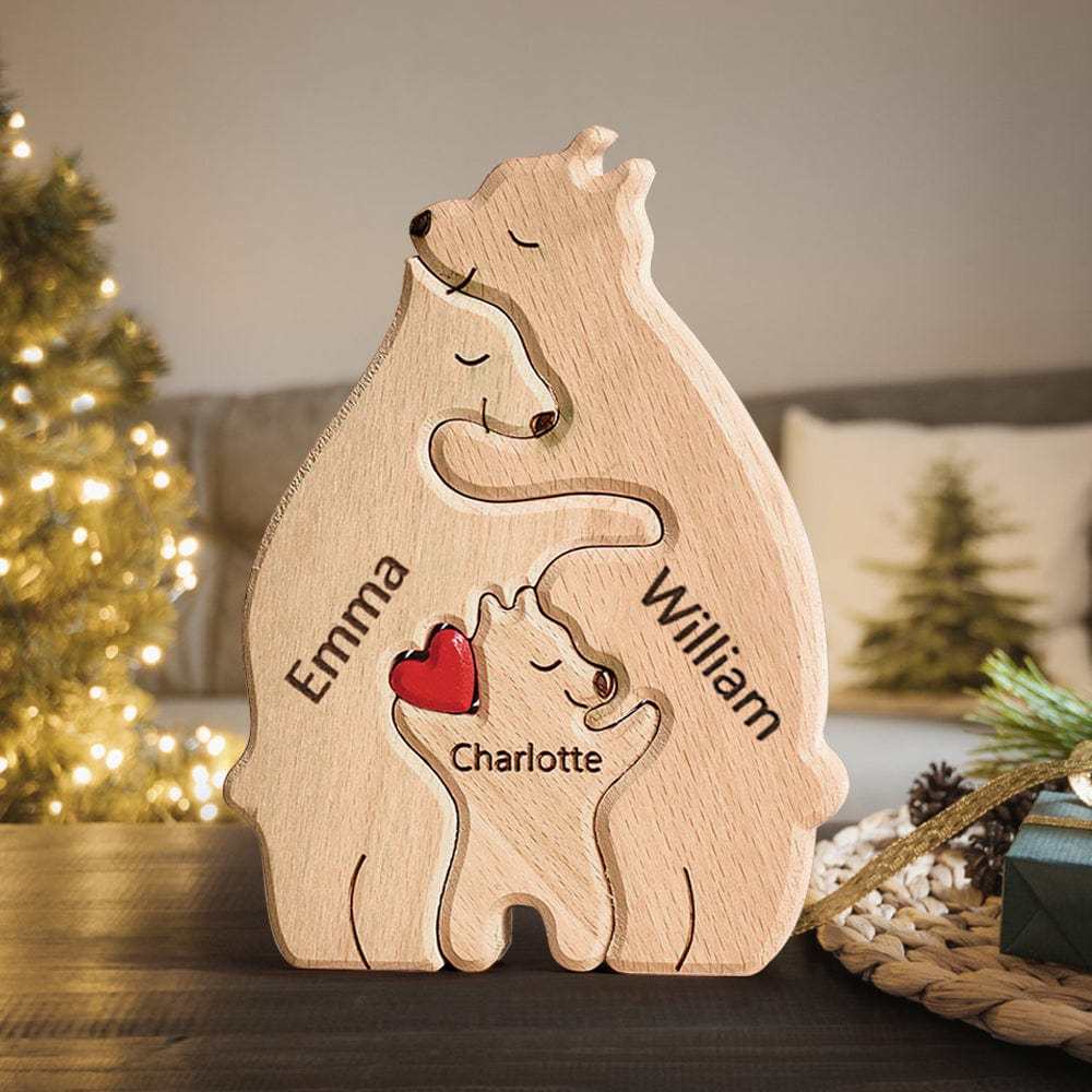 Holzpuzzle Bären Puzzle Individuelle Familiennamen Puzzle Geschenke Für Kinder - GesichtSocken