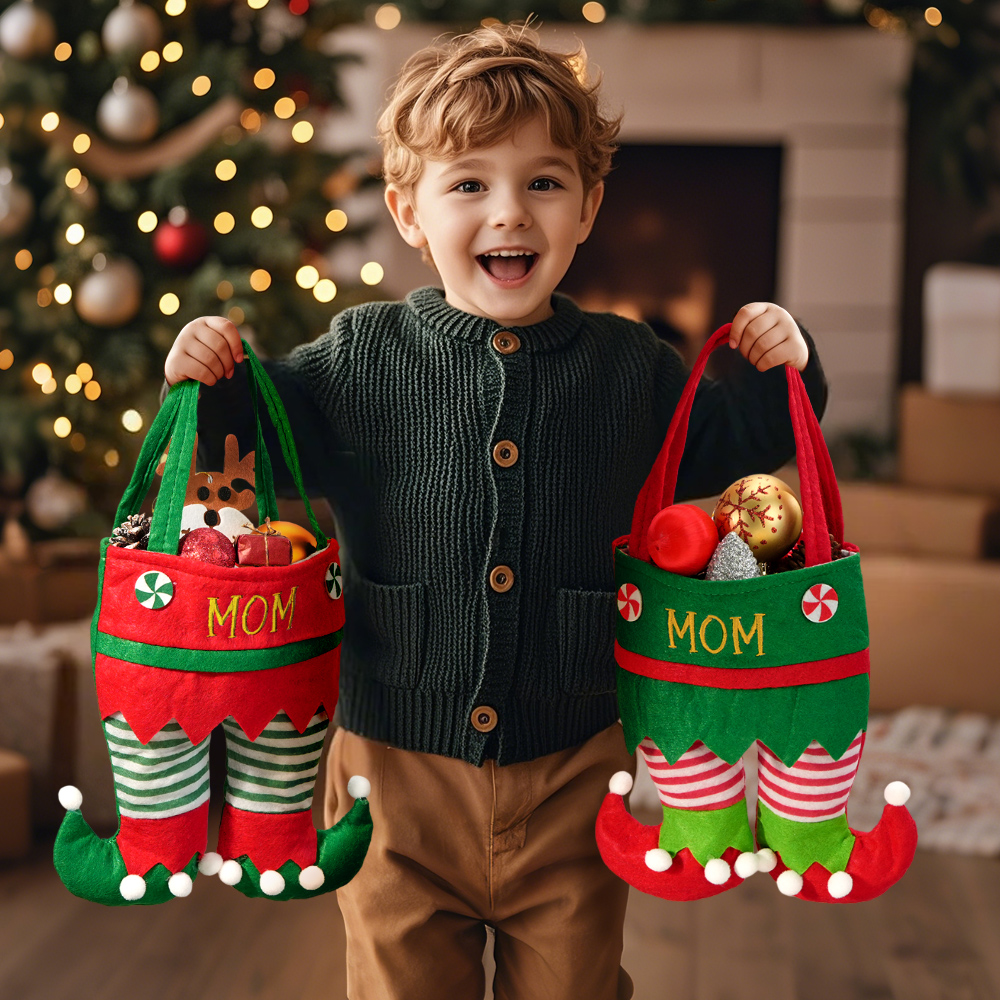 Weihnachtsgeschenke Mit Individuellem Namen, Jingle Bell Elfenhose, Personalisierter Strumpf Für Die Familie