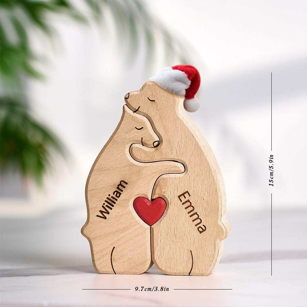 Benutzerdefinierte Namen Weihnachten Holz Bären Familie Puzzle Home Decor Weihnachtsgeschenke - GesichtSocken