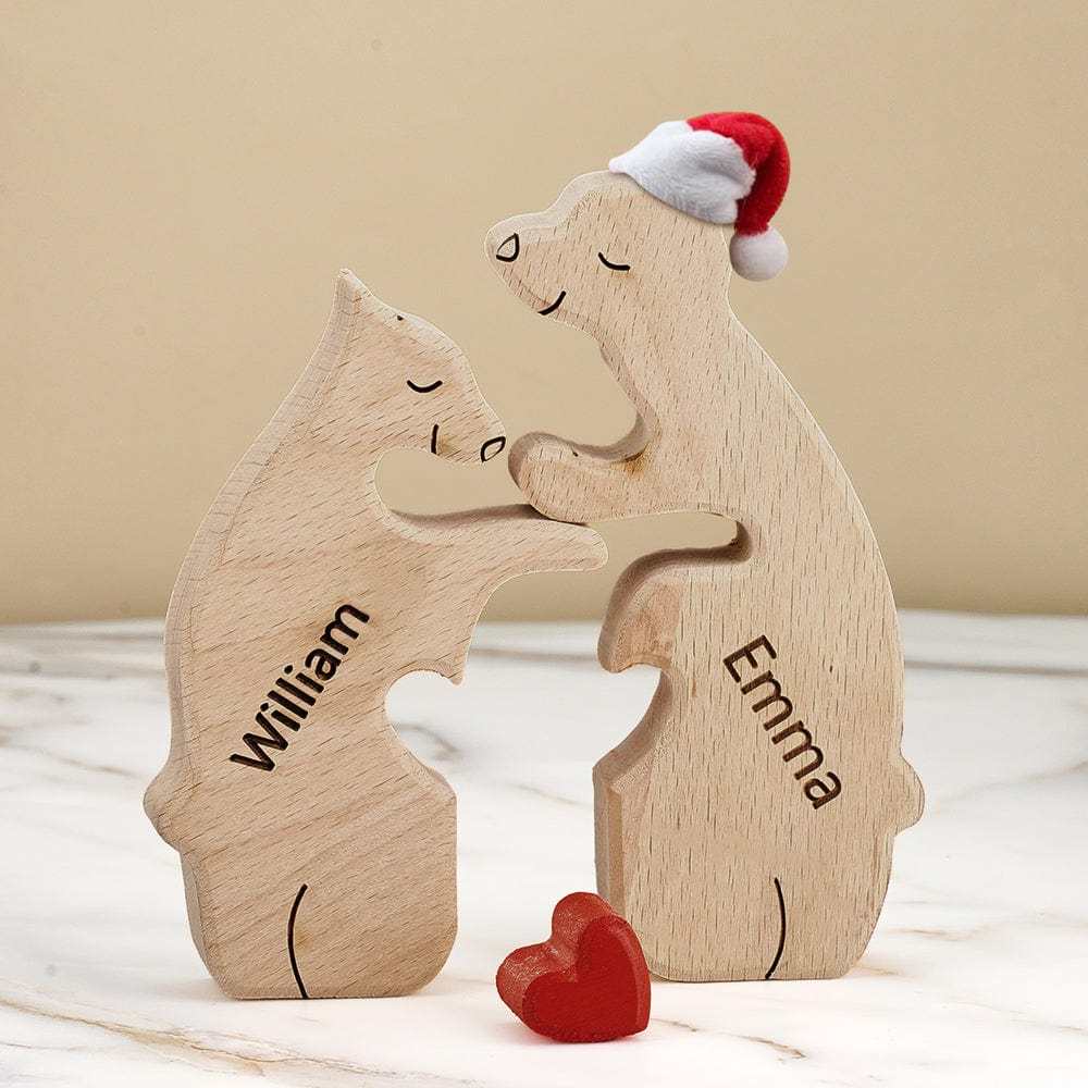 Benutzerdefinierte Namen Weihnachten Holz Bären Familie Puzzle Home Decor Weihnachtsgeschenke - GesichtSocken