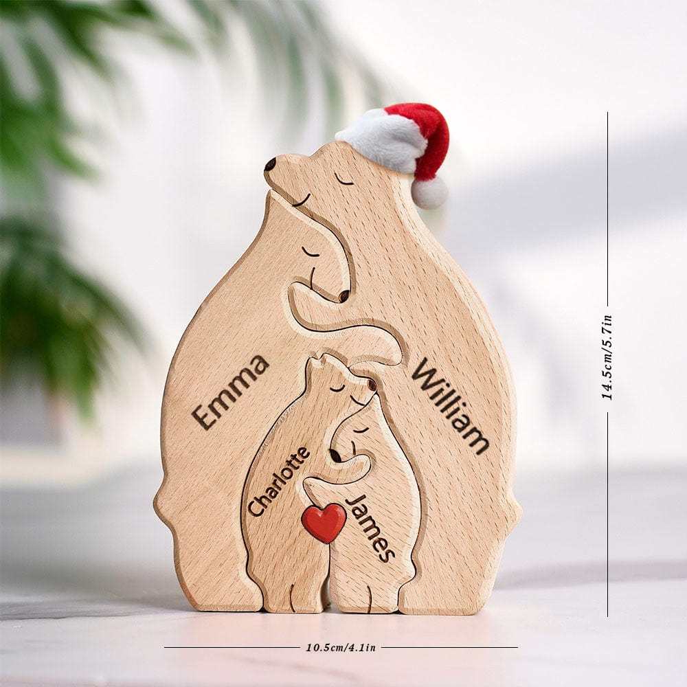 Benutzerdefinierte Namen Weihnachten Holz Bären Familie Puzzle Home Decor Weihnachtsgeschenke - GesichtSocken