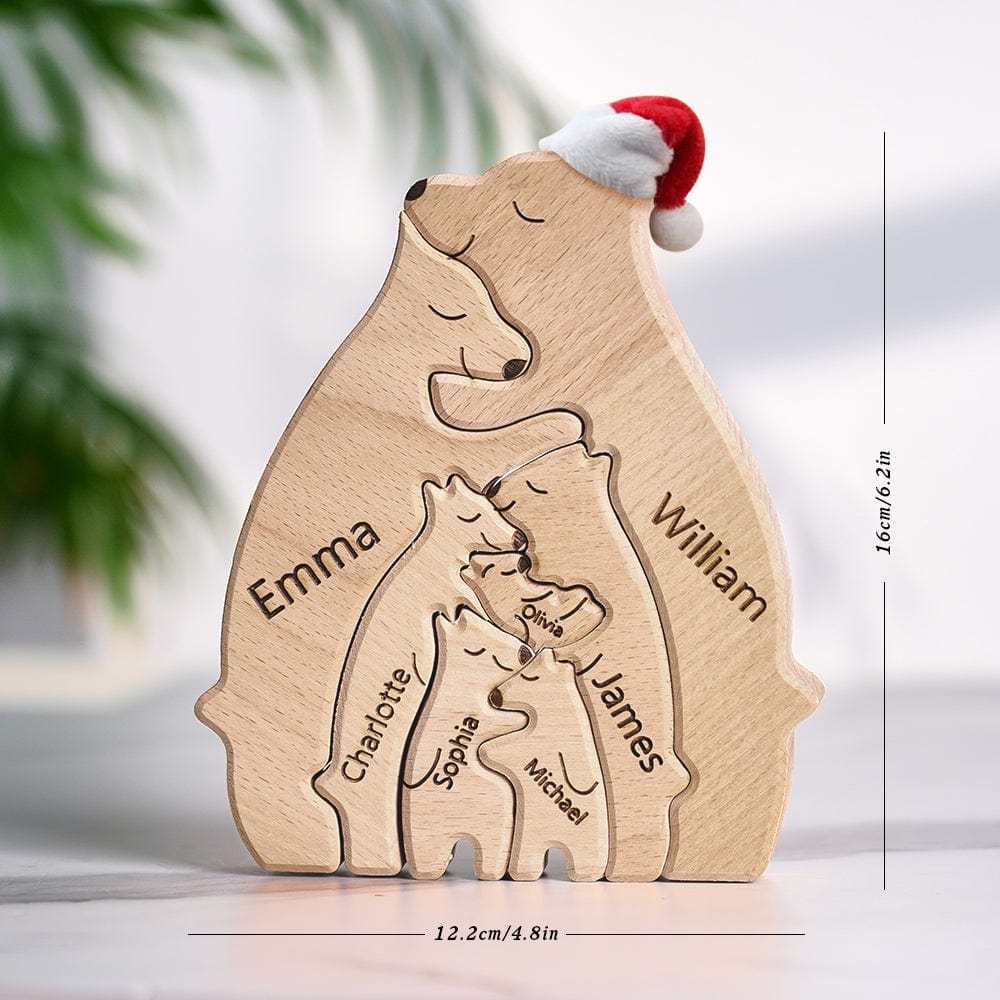 Benutzerdefinierte Namen Weihnachten Holz Bären Familie Puzzle Home Decor Weihnachtsgeschenke - GesichtSocken