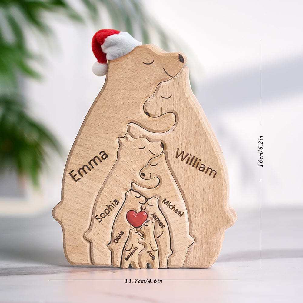 Benutzerdefinierte Namen Weihnachten Holz Bären Familie Puzzle Home Decor Weihnachtsgeschenke - GesichtSocken