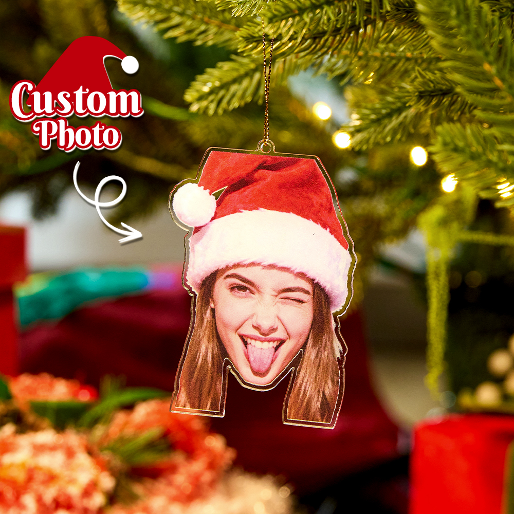Personalisiertes Fotoornament Lustiges Weihnachtsornament Benutzerdefiniertes Gesichtsbild-ornament Acryl-haustierornament Weihnachtsdekoration Weihnachtsgeschenke