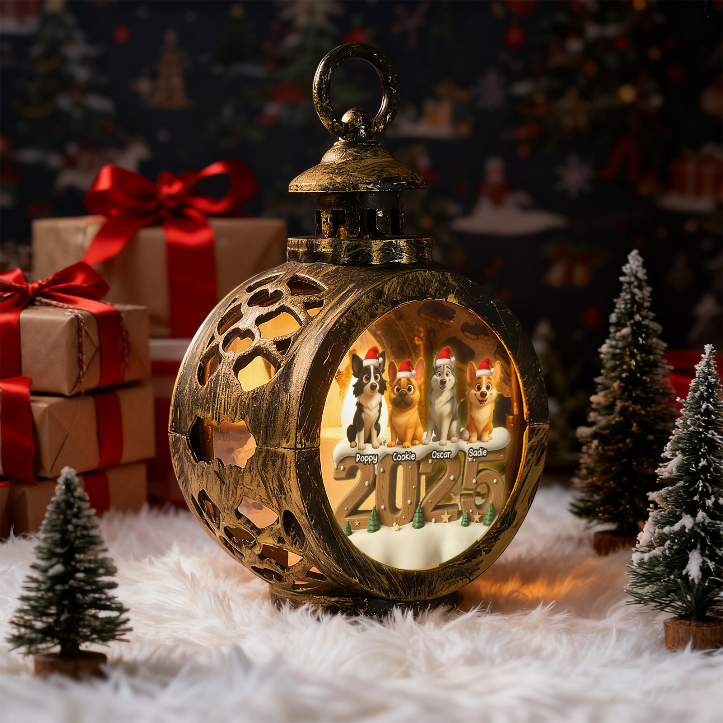 Personalisierte Weihnachtslaterne Mit Anime-fotos – Individuelle Weihnachtsgeschenke Für Tierliebhaber - MyFaceSocksDE