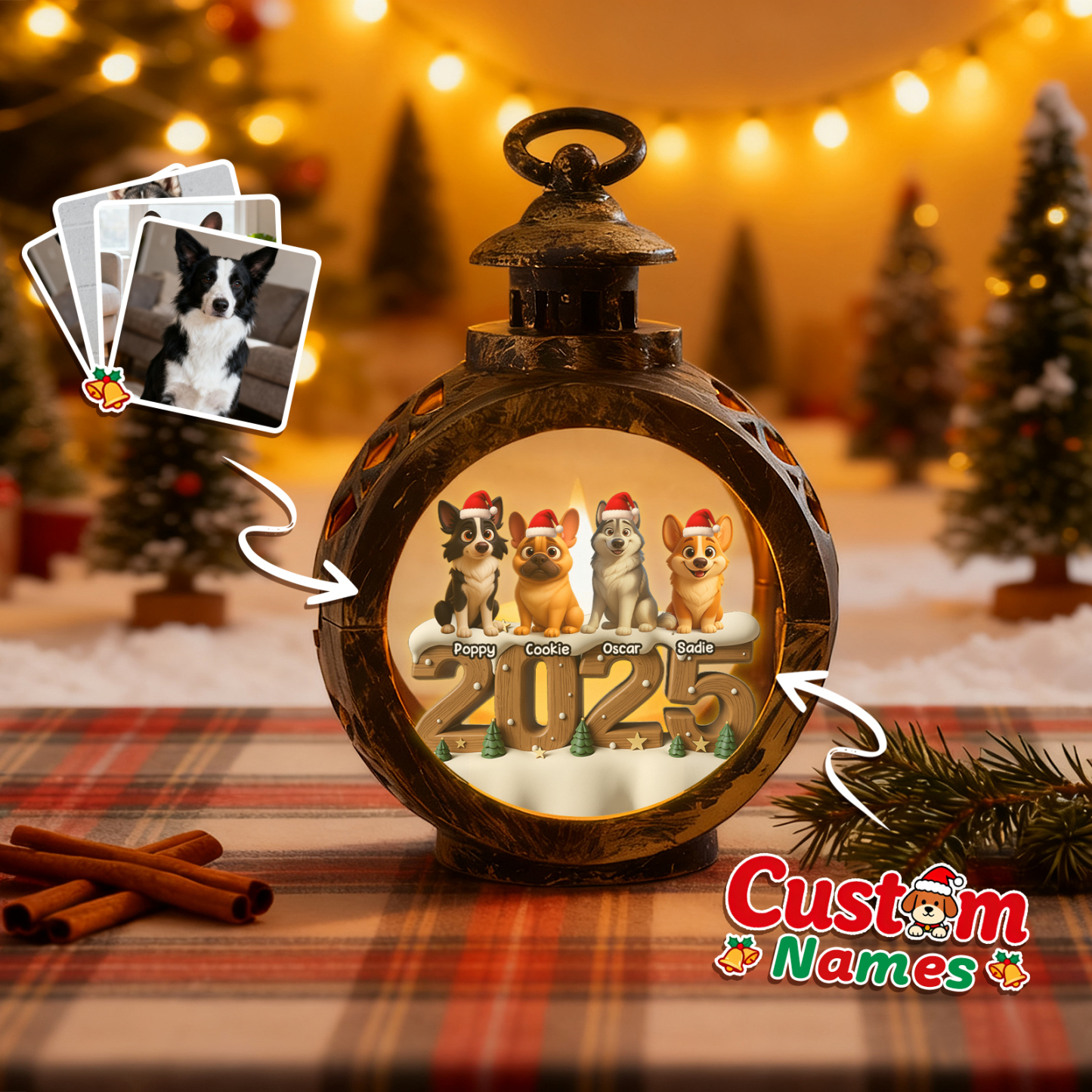 Personalisierte Weihnachtslaterne Mit Anime-fotos – Individuelle Weihnachtsgeschenke Für Tierliebhaber - MyFaceSocksDE