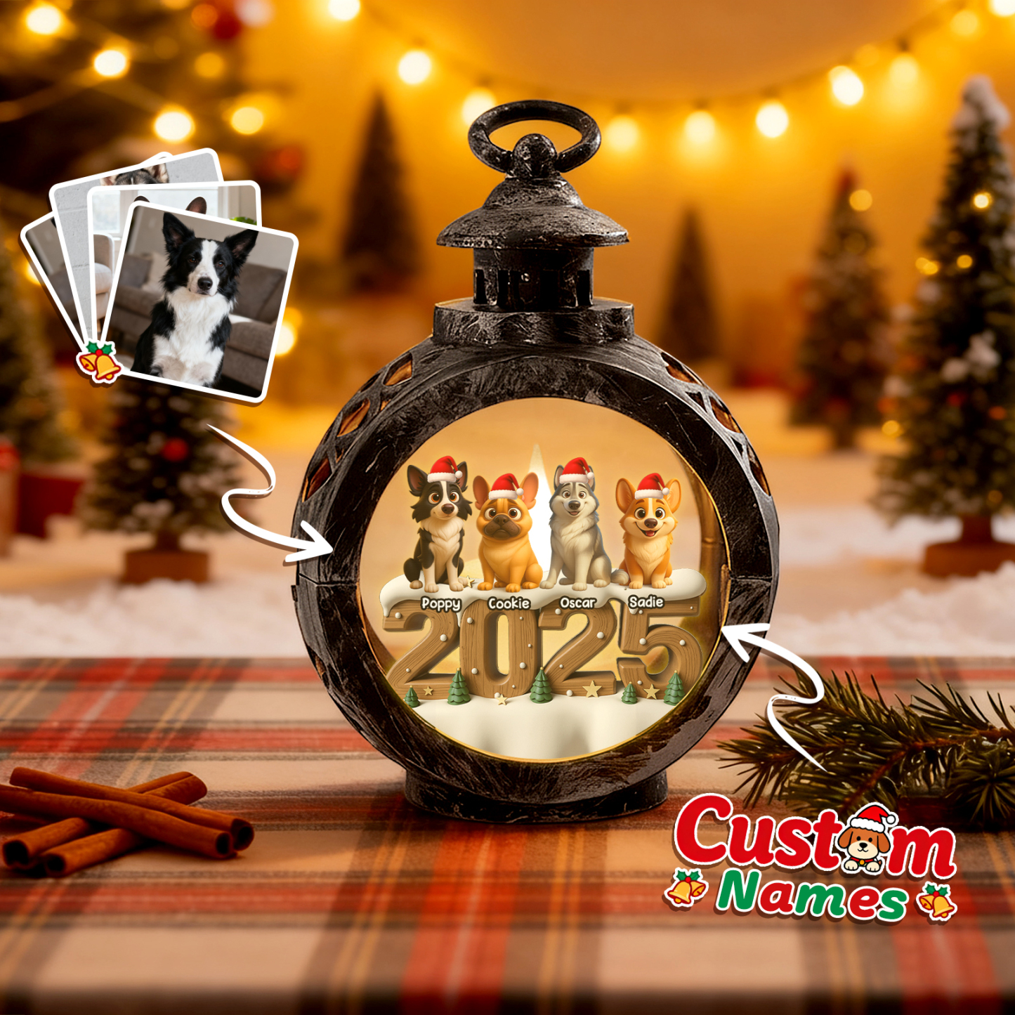 Personalisierte Weihnachtslaterne Mit Anime-fotos – Individuelle Weihnachtsgeschenke Für Tierliebhaber - MyFaceSocksDE