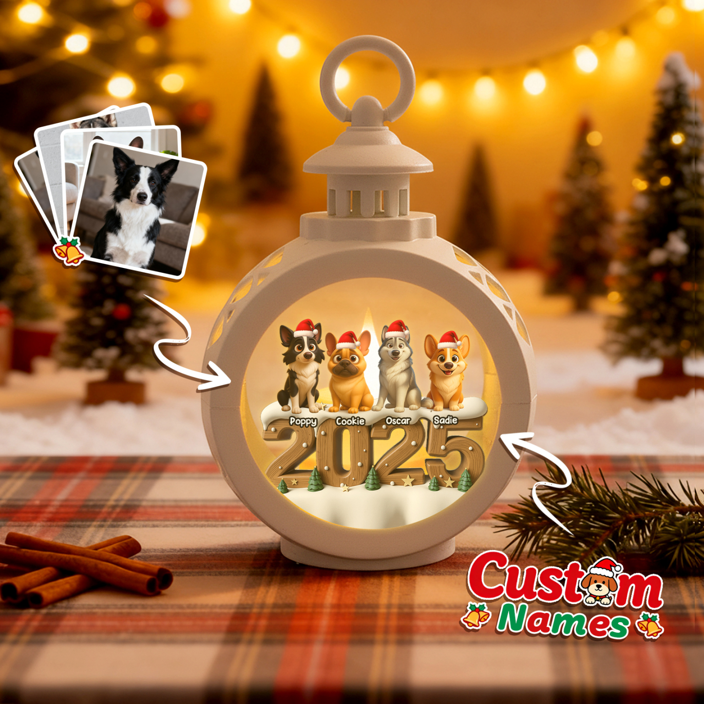 Personalisierte Weihnachtslaterne Mit Anime-fotos – Individuelle Weihnachtsgeschenke Für Tierliebhaber - MyFaceSocksDE