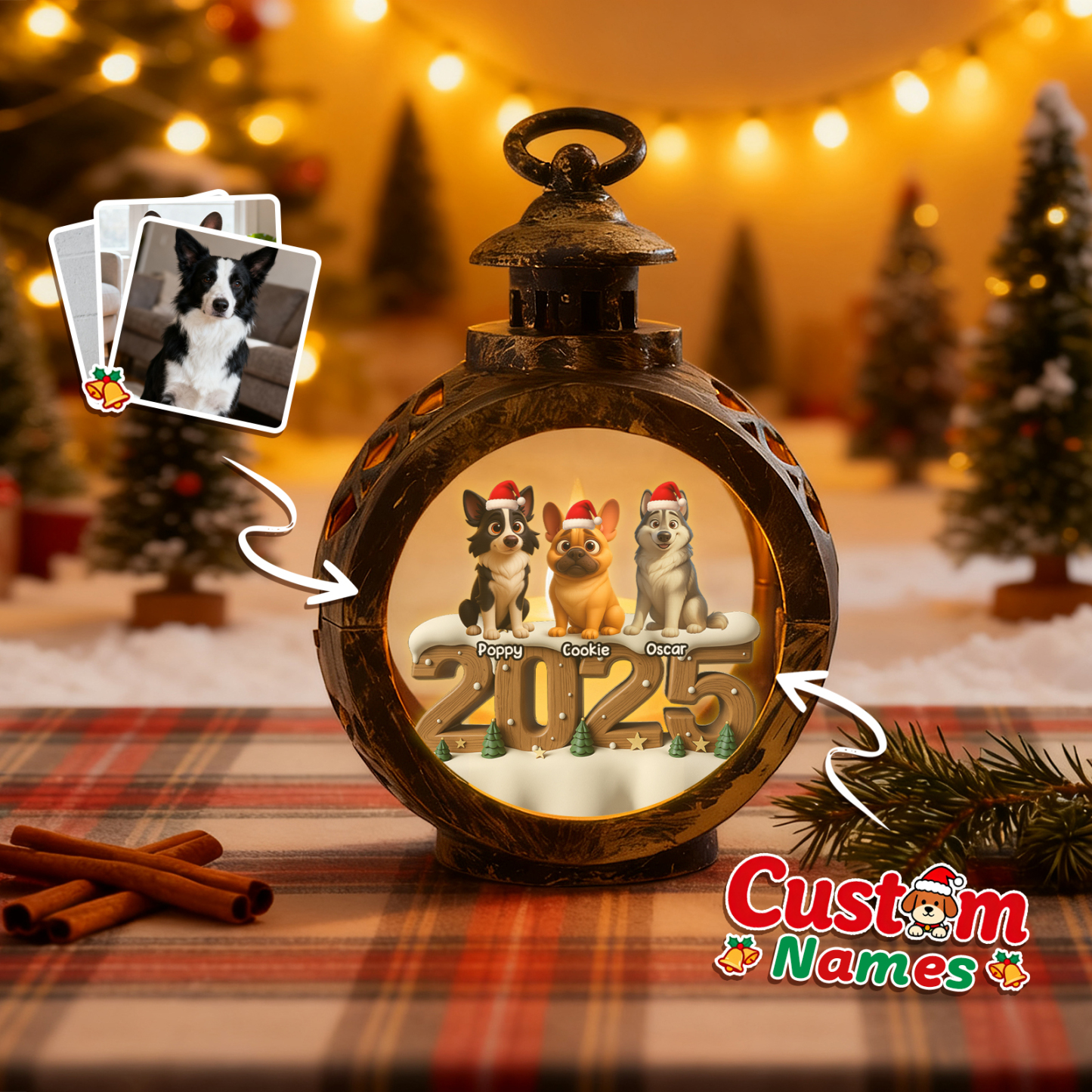 Personalisierte Weihnachtslaterne Mit Anime-fotos – Individuelle Weihnachtsgeschenke Für Tierliebhaber - MyFaceSocksDE