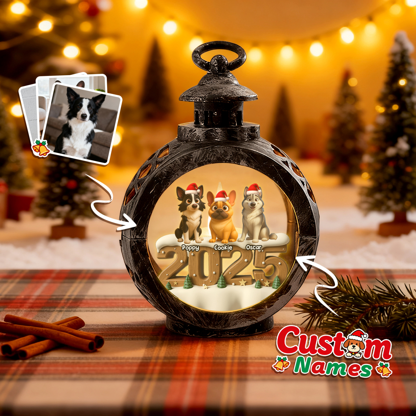 Personalisierte Weihnachtslaterne Mit Anime-fotos – Individuelle Weihnachtsgeschenke Für Tierliebhaber - MyFaceSocksDE