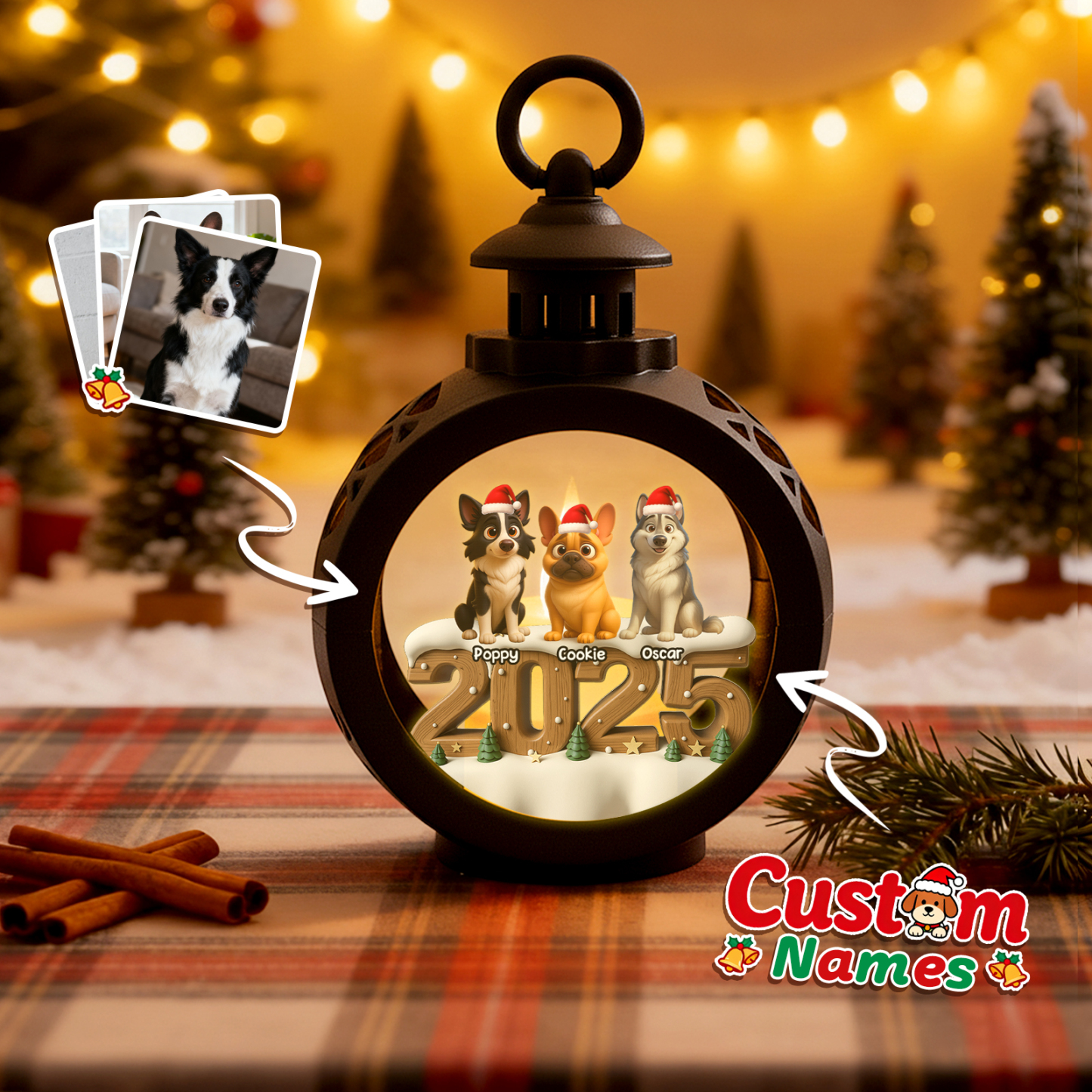 Personalisierte Weihnachtslaterne Mit Anime-fotos – Individuelle Weihnachtsgeschenke Für Tierliebhaber - MyFaceSocksDE
