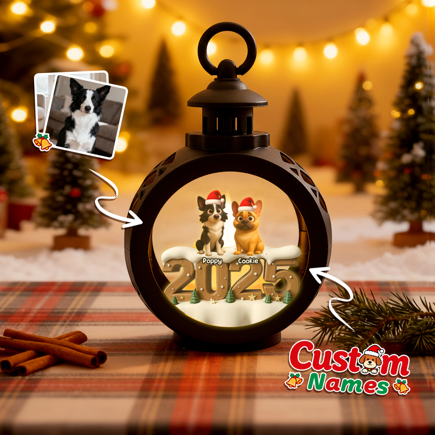Personalisierte Weihnachtslaterne Mit Anime-fotos – Individuelle Weihnachtsgeschenke Für Tierliebhaber - MyFaceSocksDE