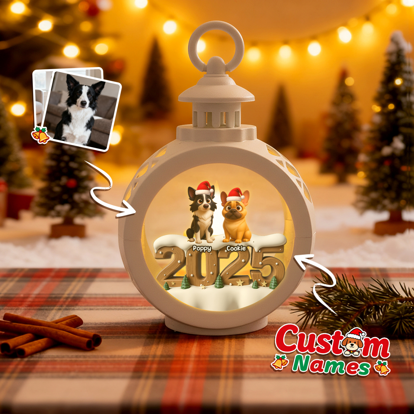 Personalisierte Weihnachtslaterne Mit Anime-fotos – Individuelle Weihnachtsgeschenke Für Tierliebhaber - MyFaceSocksDE