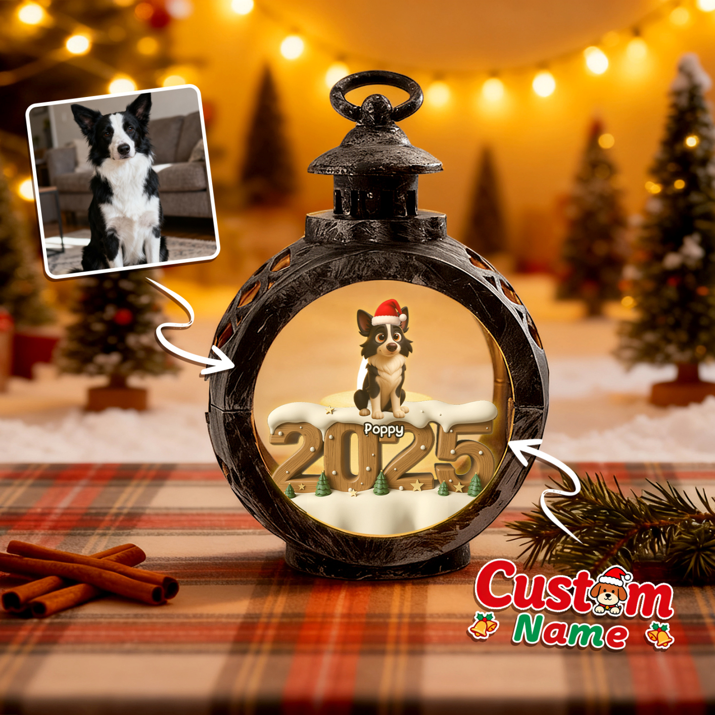 Personalisierte Weihnachtslaterne Mit Anime-fotos – Individuelle Weihnachtsgeschenke Für Tierliebhaber - MyFaceSocksDE