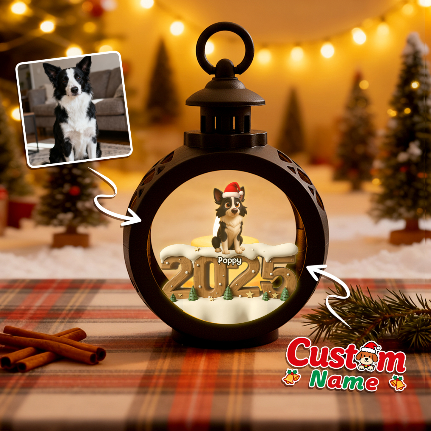 Personalisierte Weihnachtslaterne Mit Anime-fotos – Individuelle Weihnachtsgeschenke Für Tierliebhaber - MyFaceSocksDE