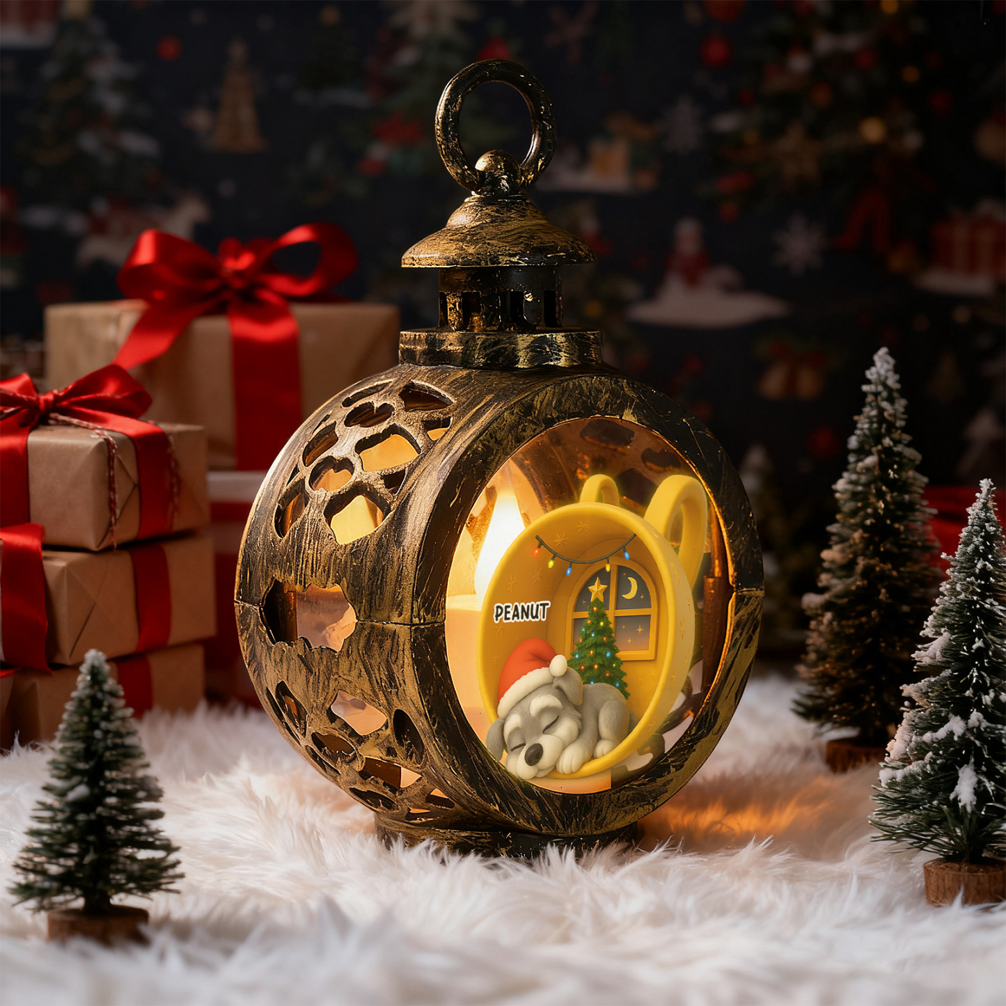 Personalisierte Weihnachtslaterne Mit Anime-fotos – Individuelle Weihnachtsgeschenke Für Tierliebhaber - MyFaceSocksDE