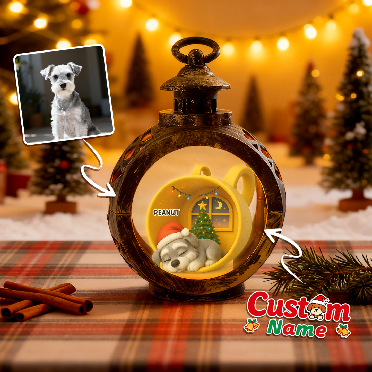 Personalisierte Weihnachtslaterne Mit Anime-fotos – Individuelle Weihnachtsgeschenke Für Tierliebhaber - MyFaceSocksDE