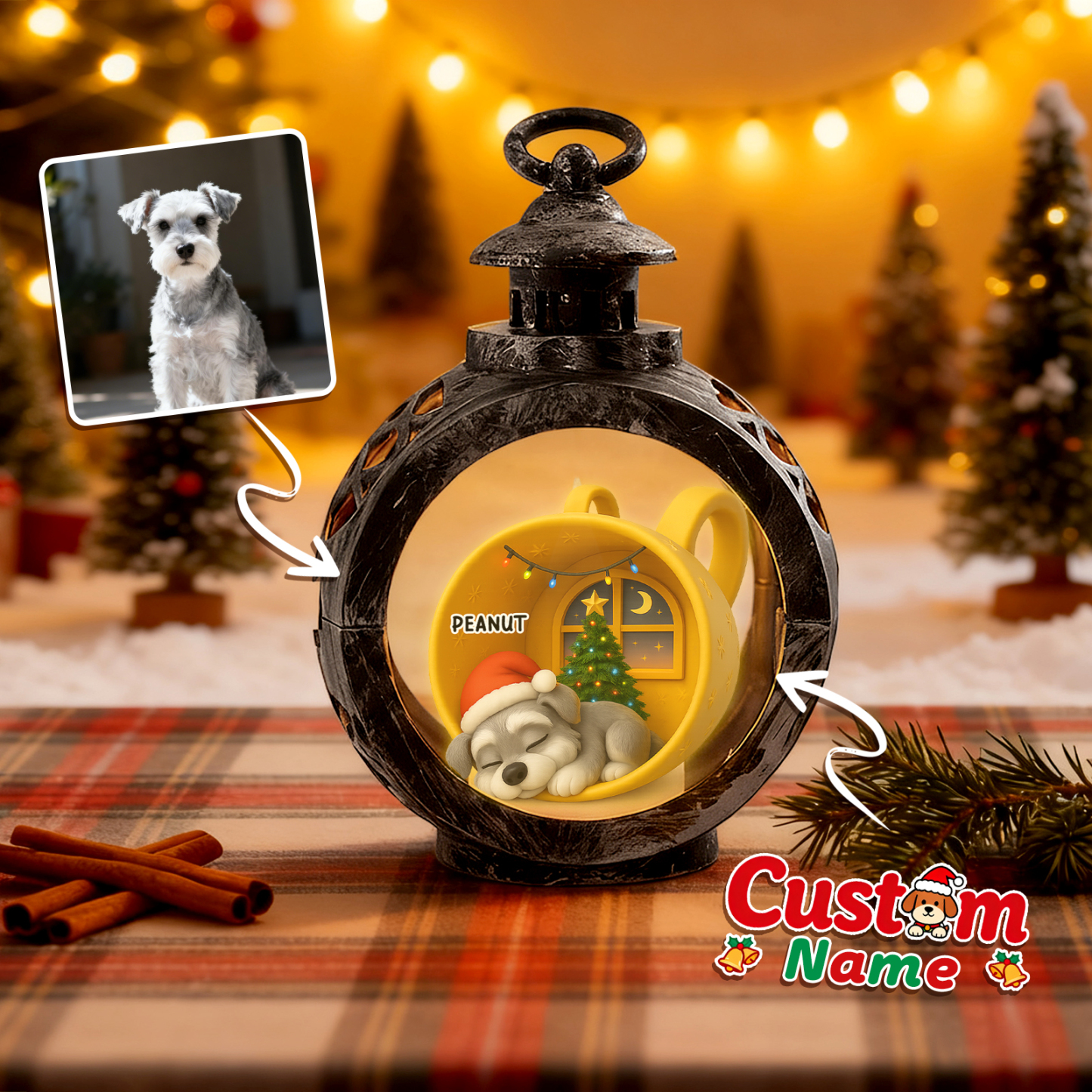 Personalisierte Weihnachtslaterne Mit Anime-fotos – Individuelle Weihnachtsgeschenke Für Tierliebhaber - MyFaceSocksDE