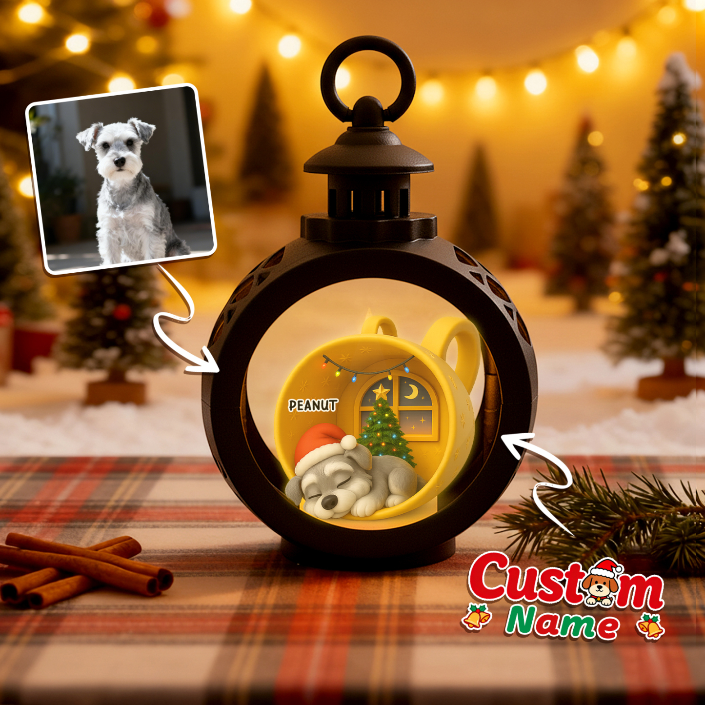 Personalisierte Weihnachtslaterne Mit Anime-fotos – Individuelle Weihnachtsgeschenke Für Tierliebhaber - MyFaceSocksDE